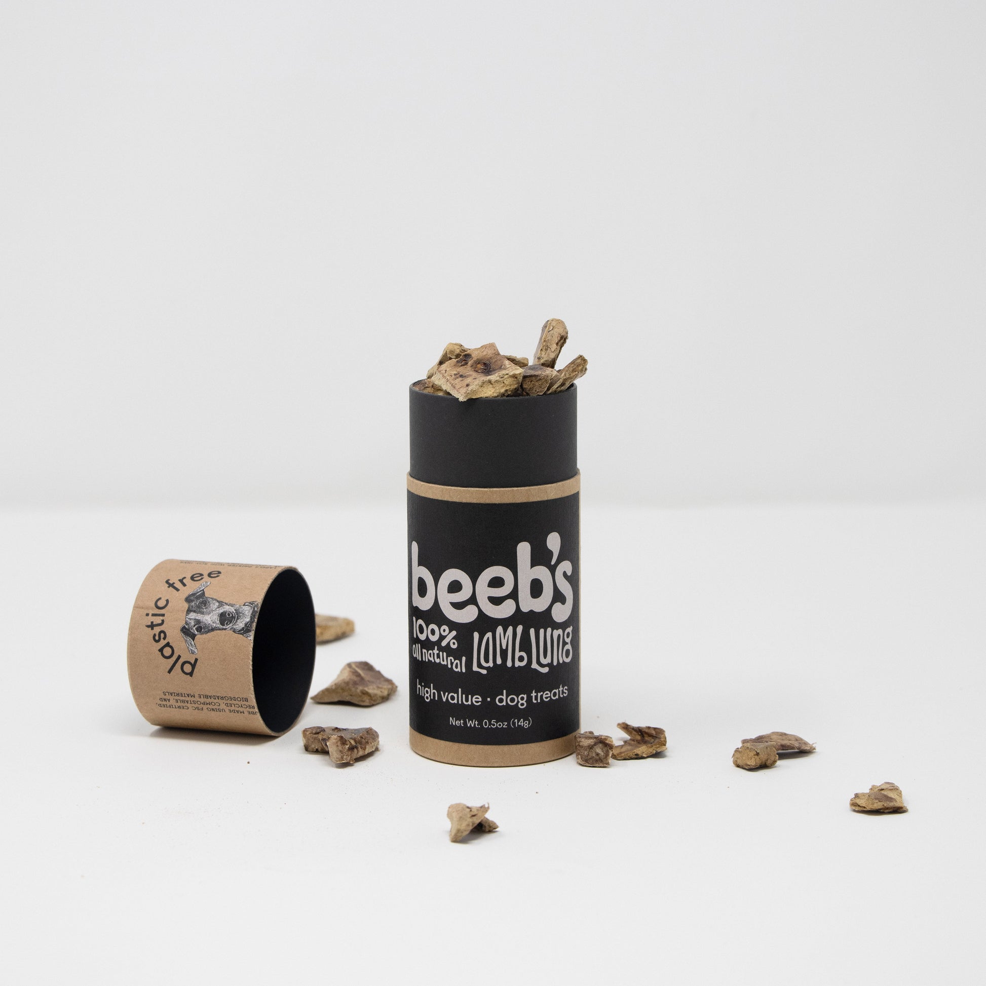 Beebs dog treats packaging on a white background