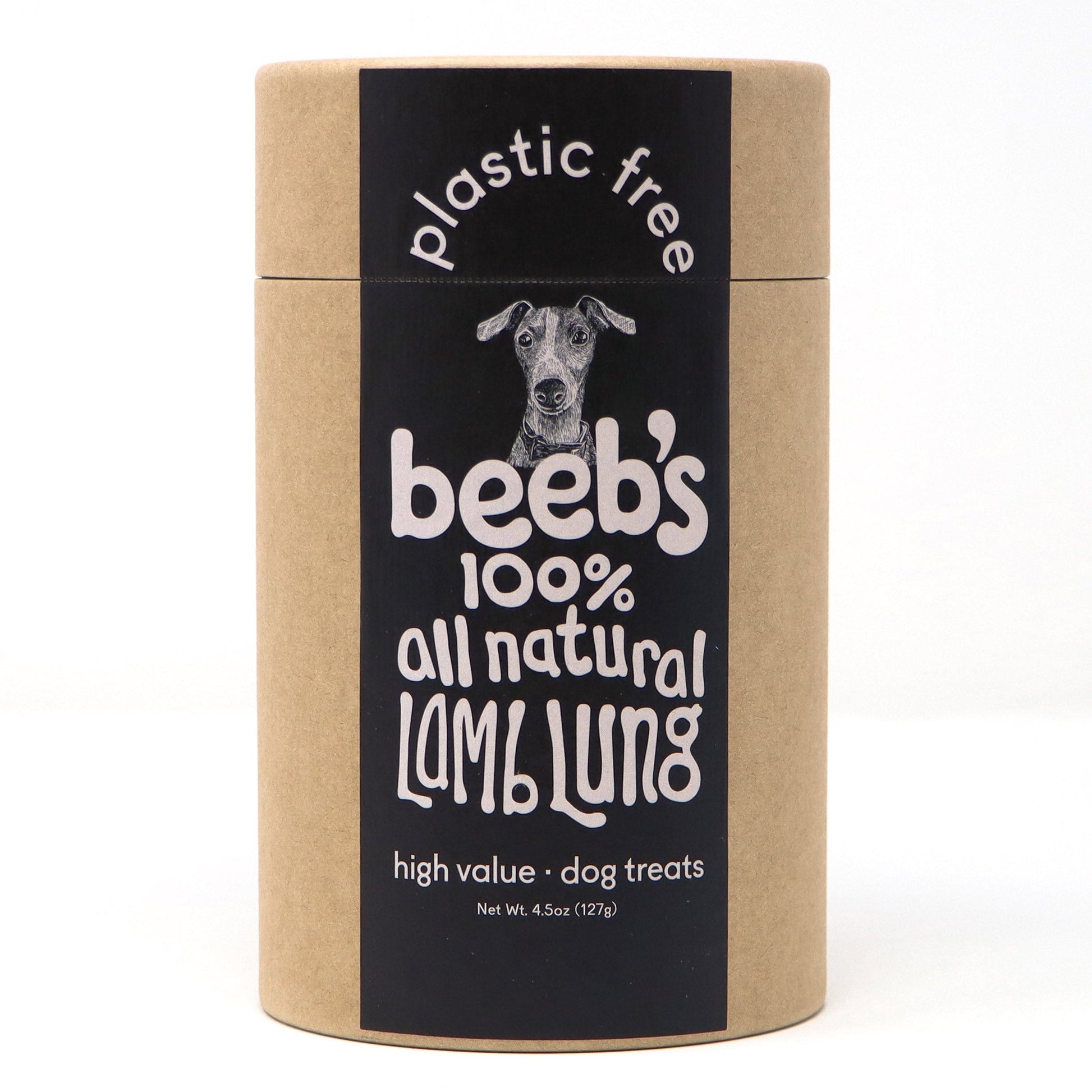 Beeb's 100% all natural dog treats packaging on a white background