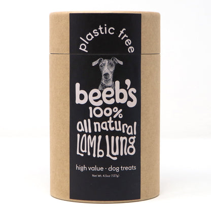 Beeb's 100% all natural dog treats packaging on a white background