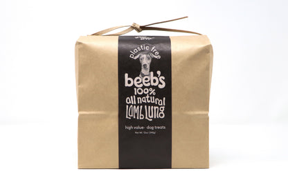 Package of Beeb's 100% All Natural Lamb Lung on a white background